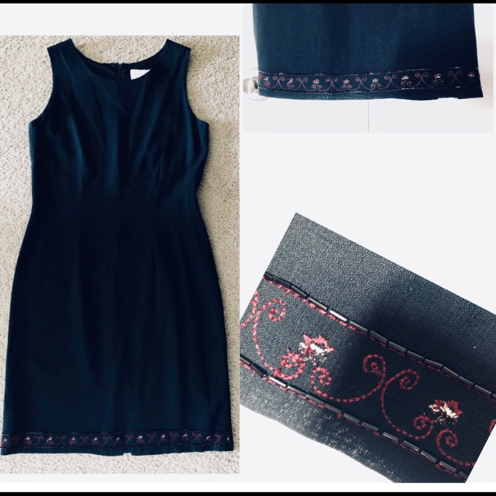Casual Corner Party Beaded Dress 6 Wool Blend🌹Elegant Gorgeous Decor Hem